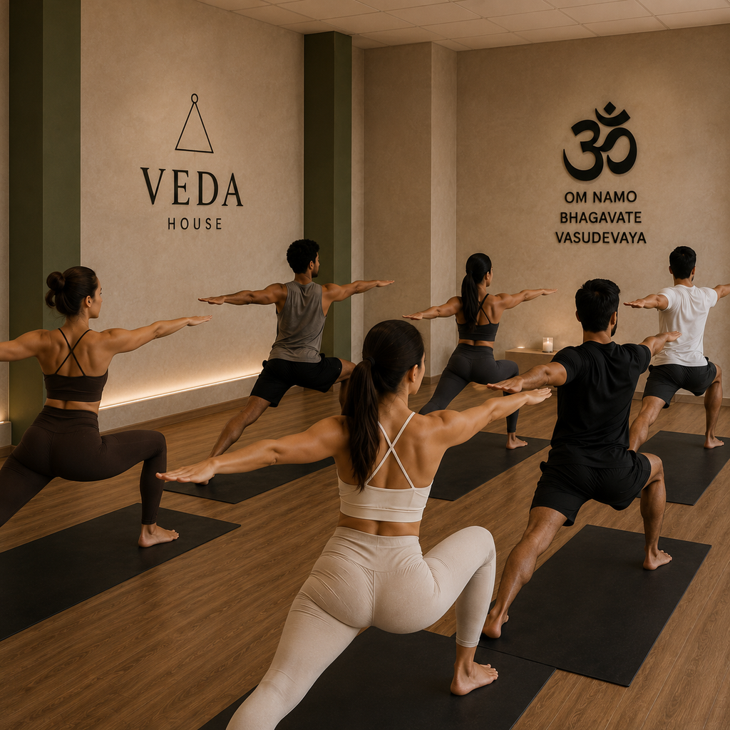 Membresía de yoga 4 prácticas en Quito en VEDA HOUSE, hombres y mujeres practicando yoga en espacio de bienestar en Quito, Ecuador